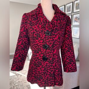 An Ren New York Art to Wear 3 Button Leafy Abstract Jacket Blazer Size 10